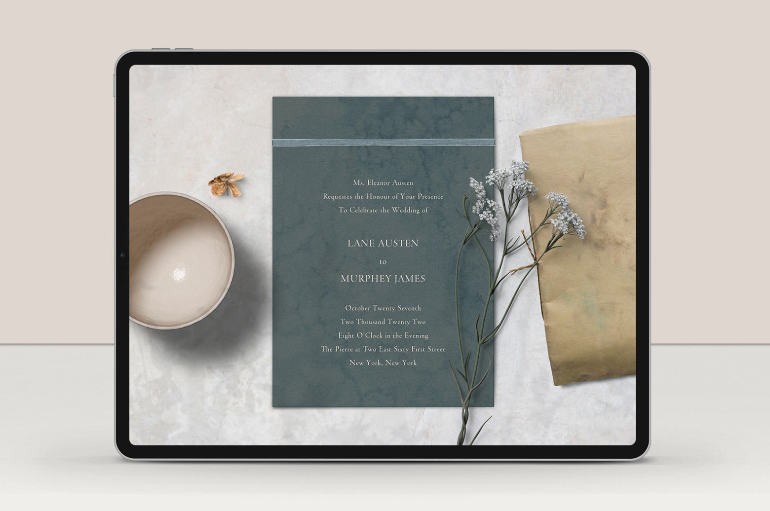 wedding e-invite neutral design example