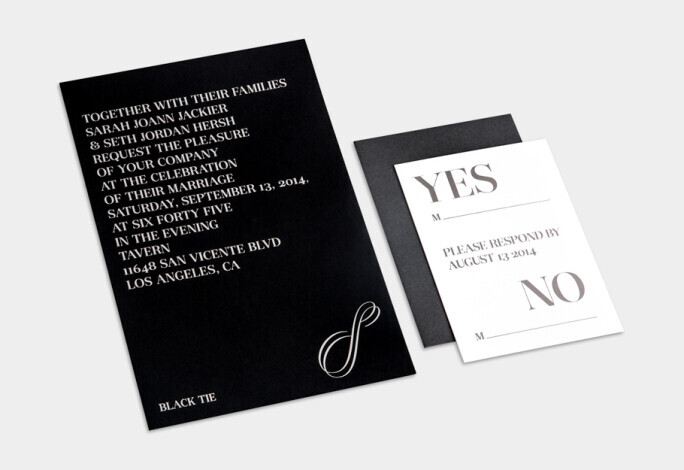 Invitation flat lay with wedding RSVP wording