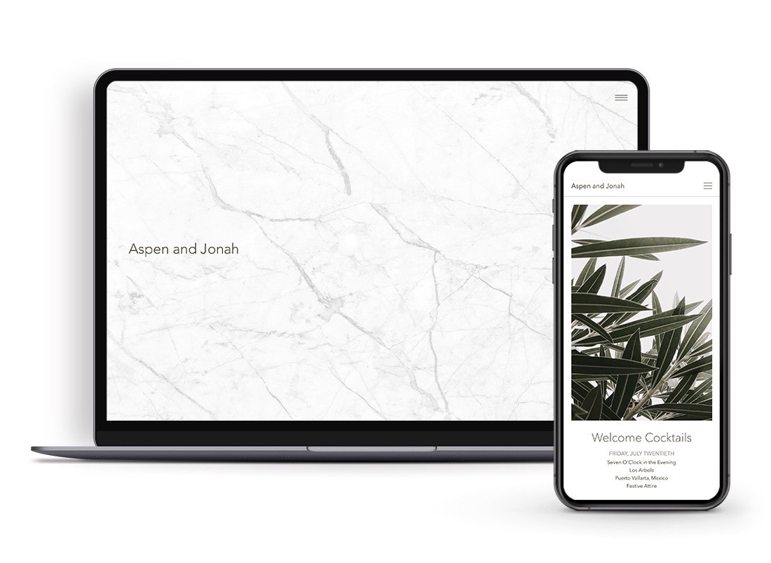stone textured custom wedding website