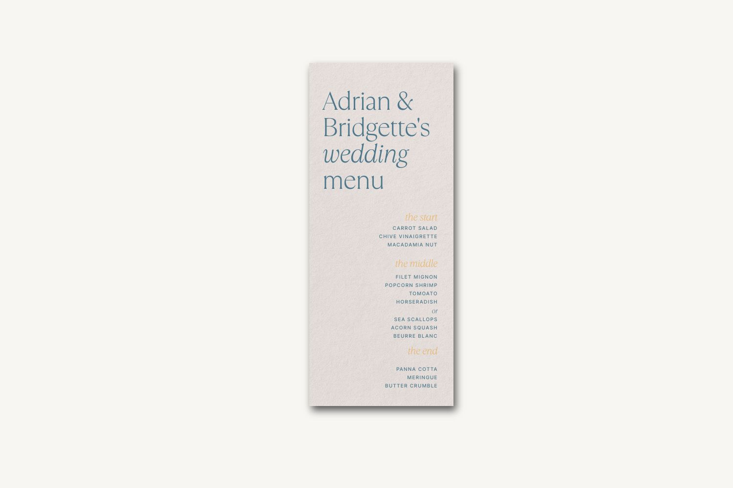 Adrian Wedding Menu