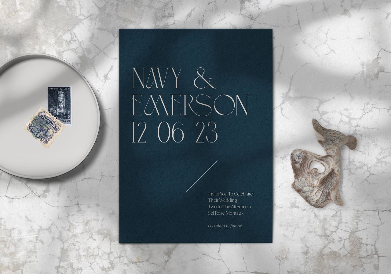 Navy Wedding Invitation