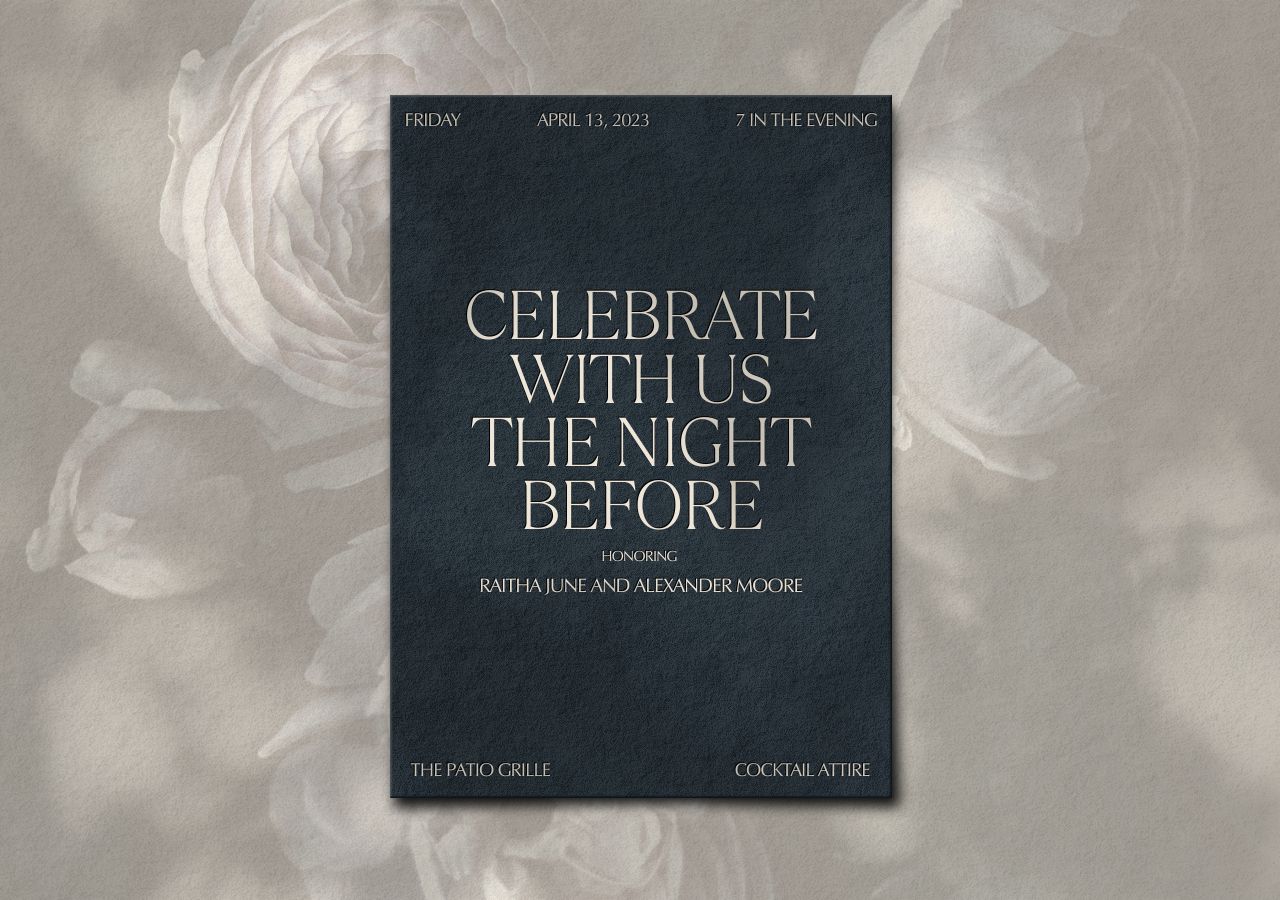 Raitha Rehearsal Dinner Invitation