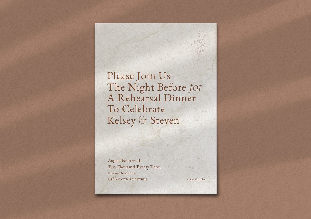 Kelsey Rehearsal Dinner Invitation