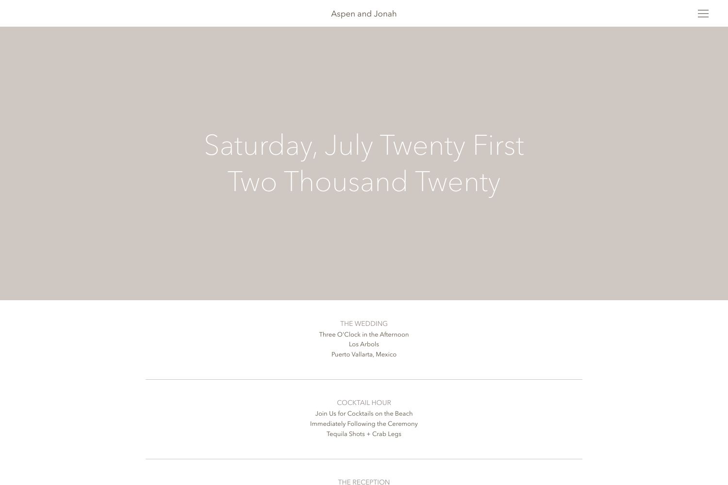 Aspen Wedding Website