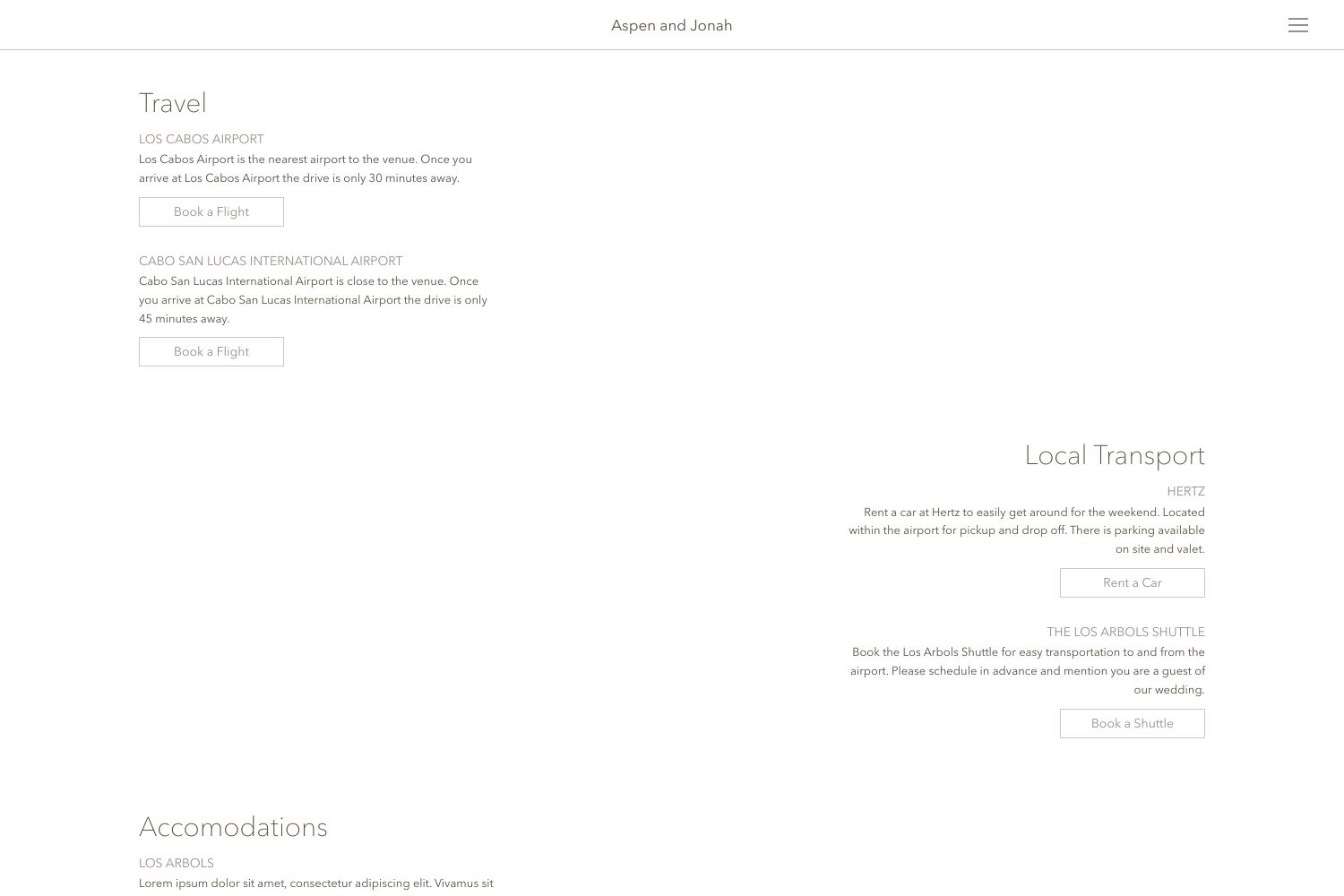 Aspen Wedding Website