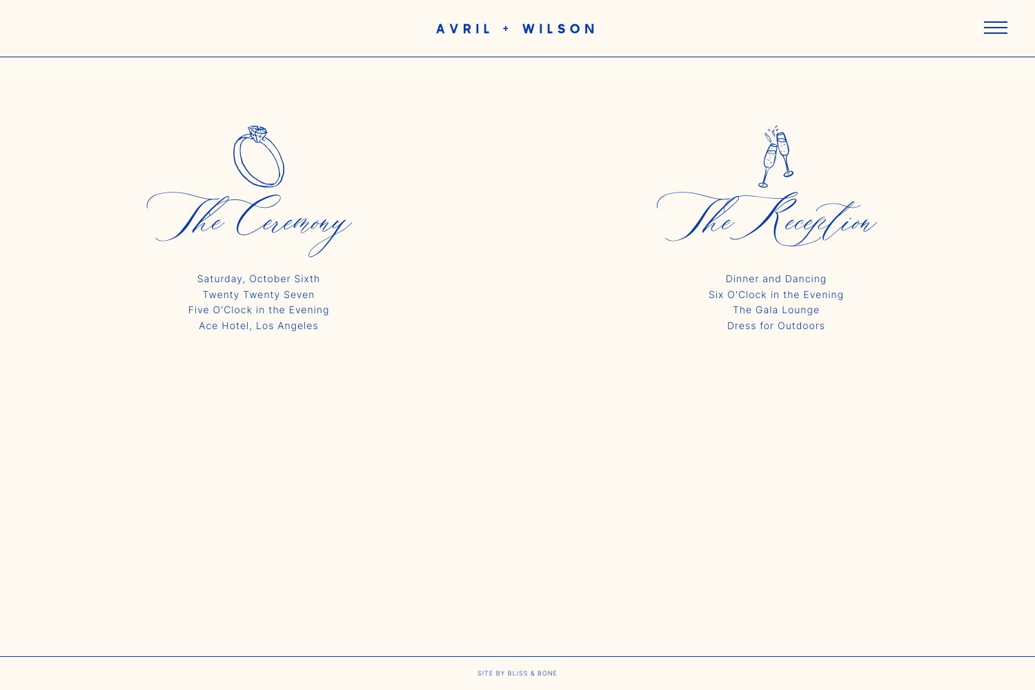 Avril Wedding Website