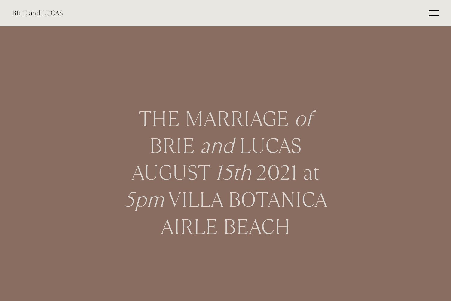 Brie Wedding Website