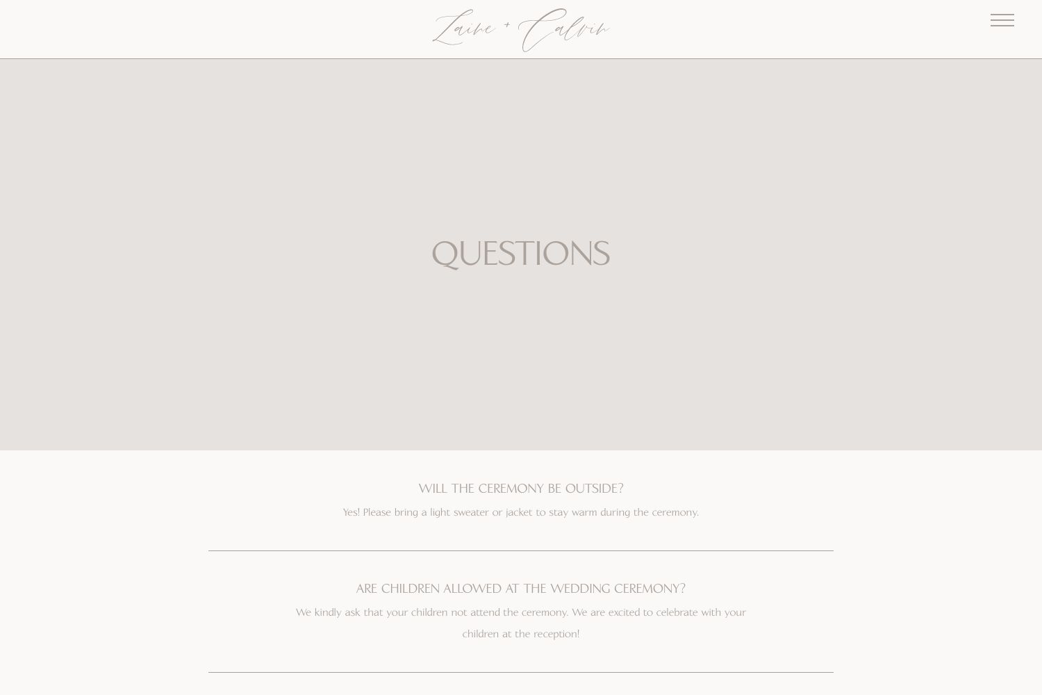 Calvin Wedding Website