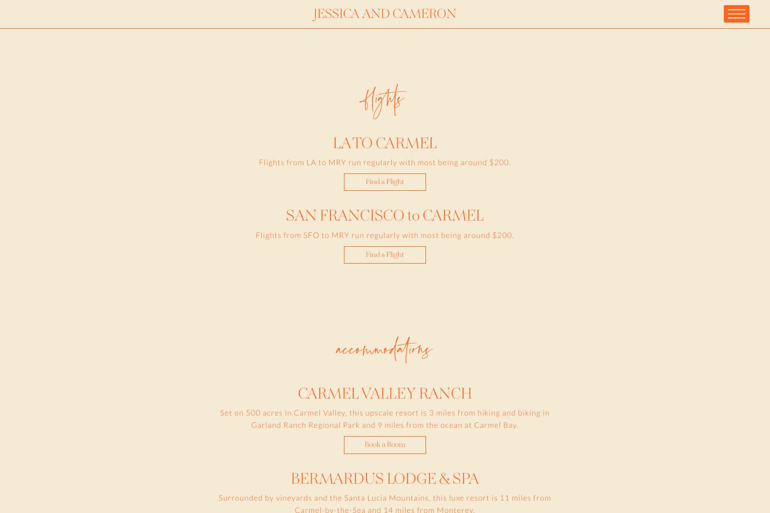 Cameron Wedding Website