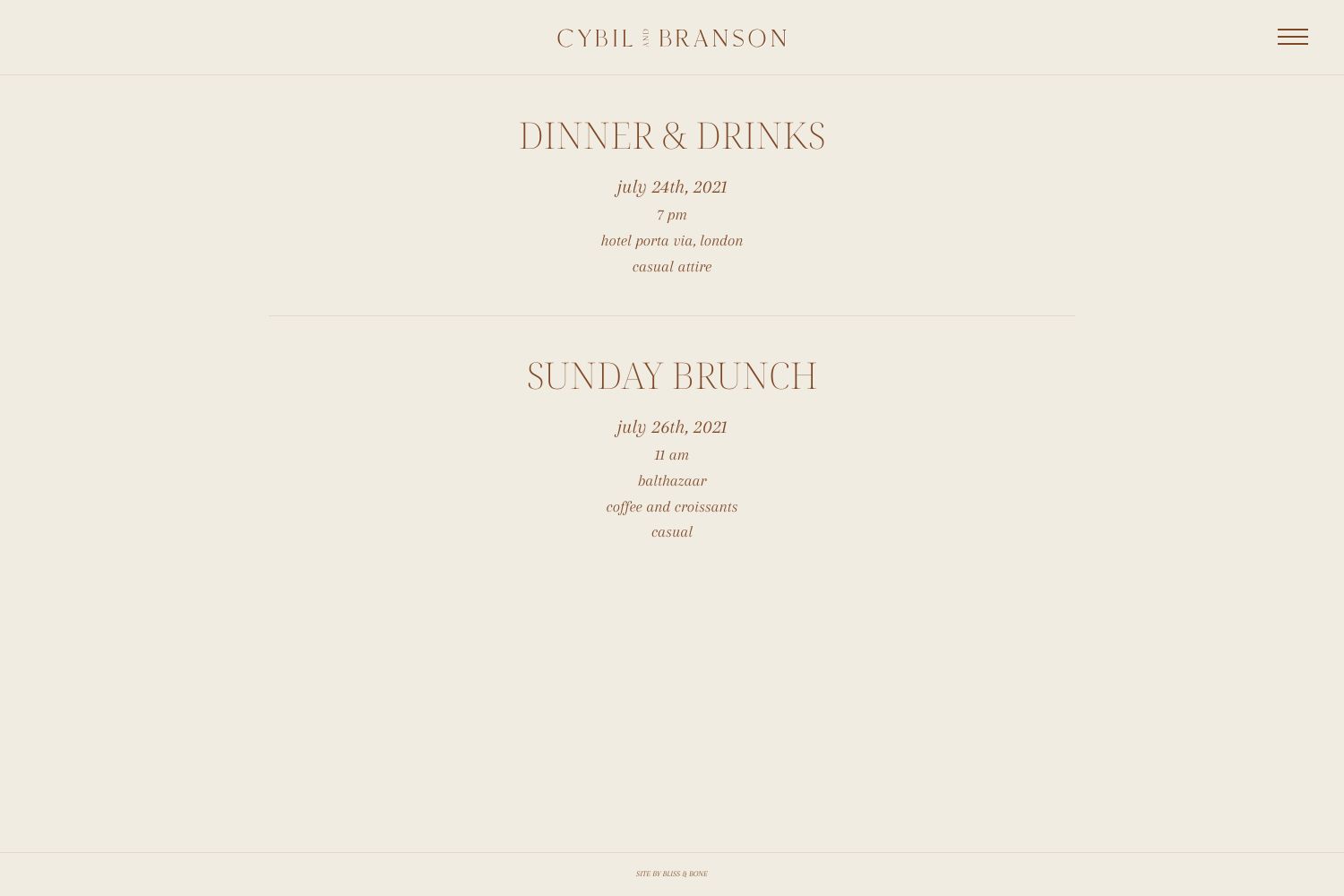 Cybil Wedding Website