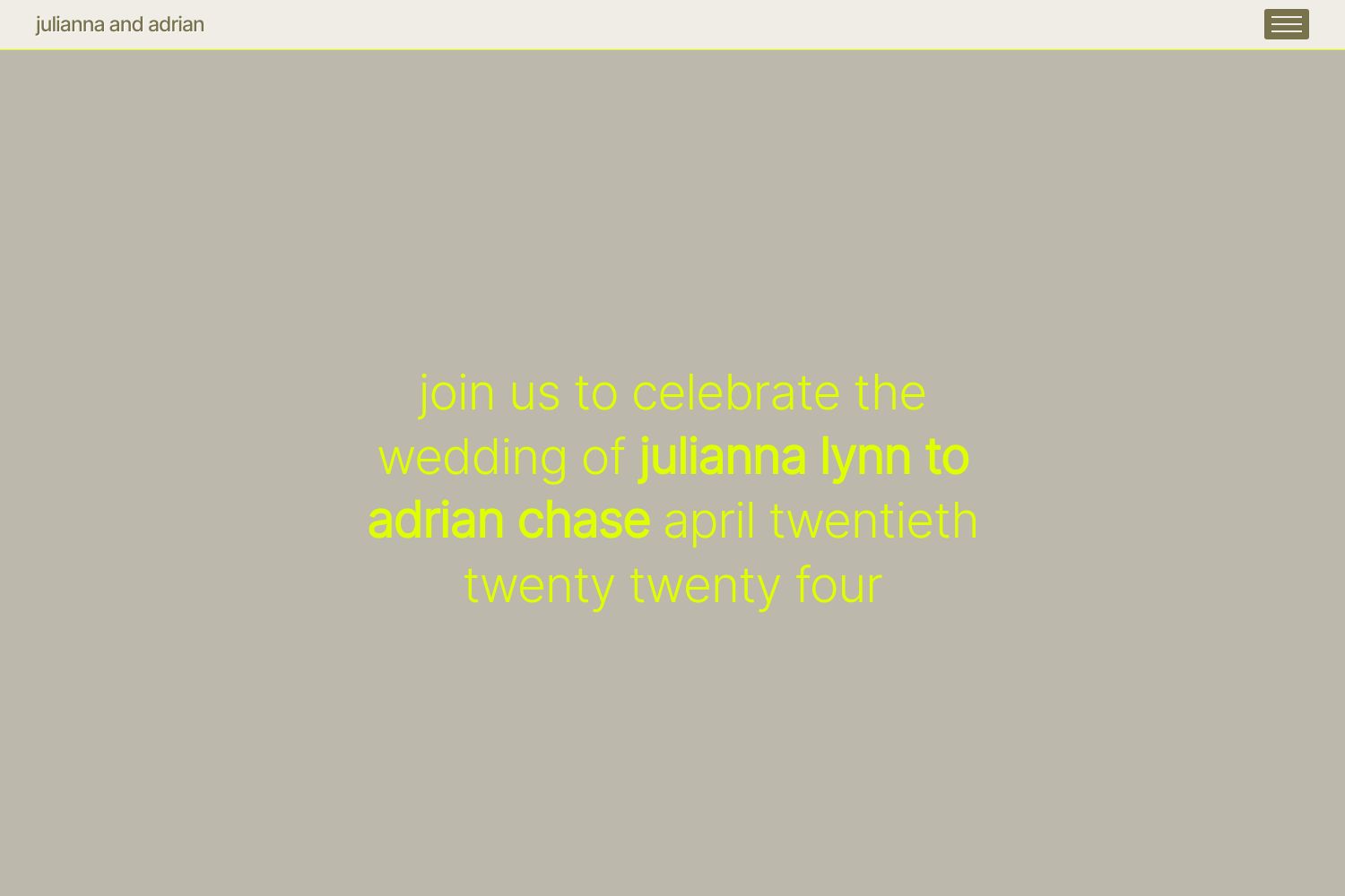 Julianna Wedding Website