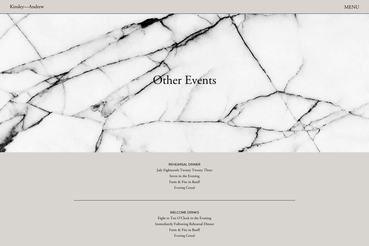 Kinsley Wedding Website