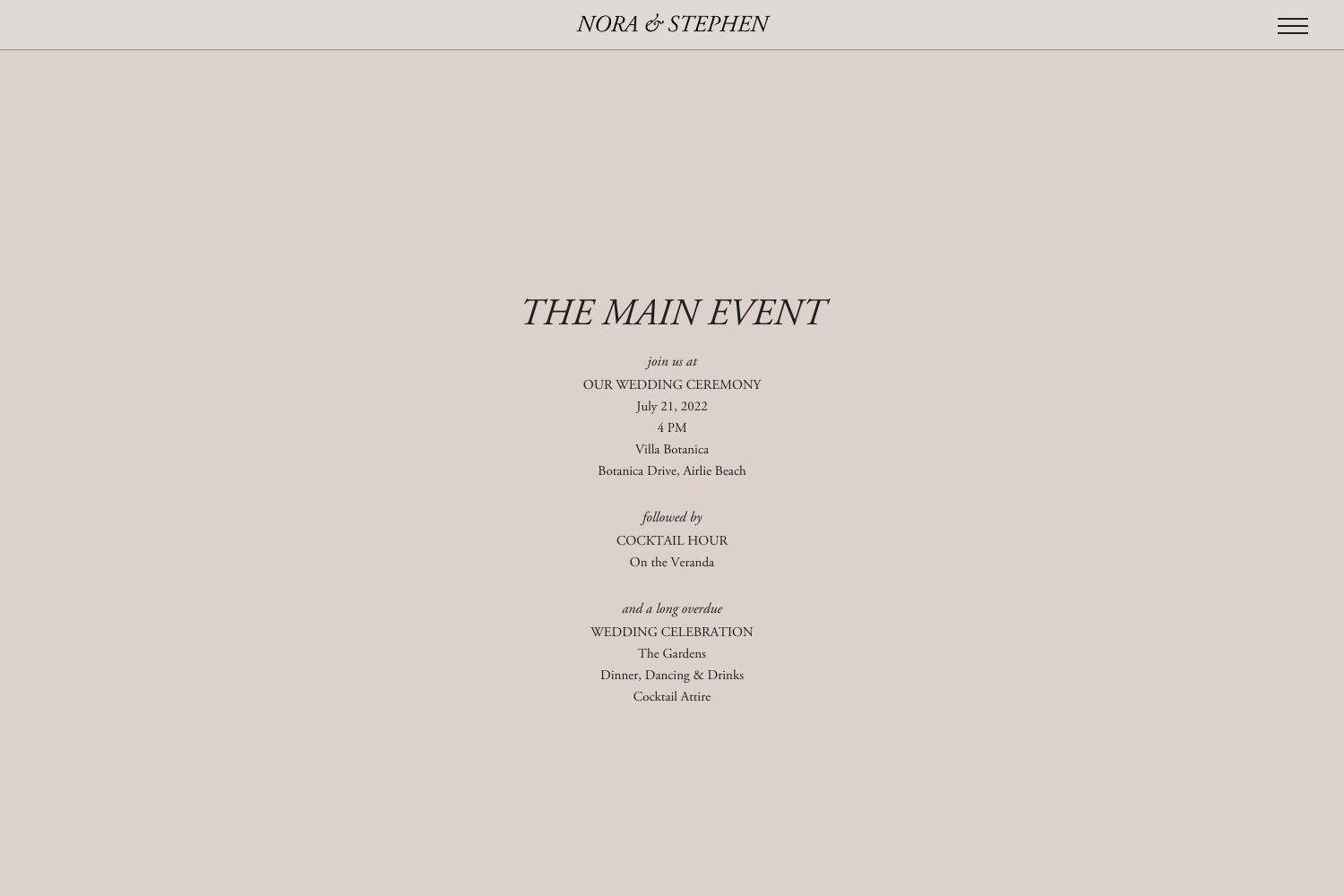 Nora Wedding Website