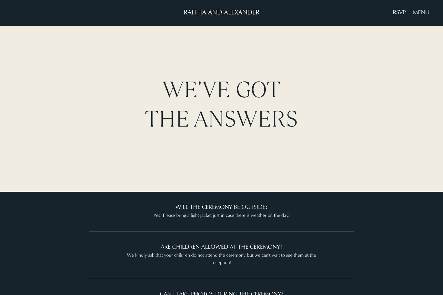 Raitha Wedding Website